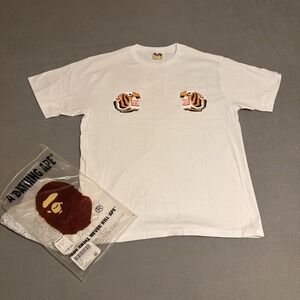 A BATHING APE Men's TIGER SOUVENIR TEE 1L72110056 White DeadStock With Bag JAPAN